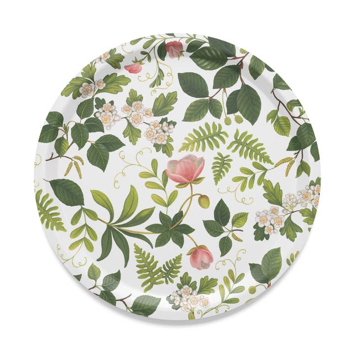 Blomsterlund Grön Rund Bricka för wholesale av Arvidssons Textil