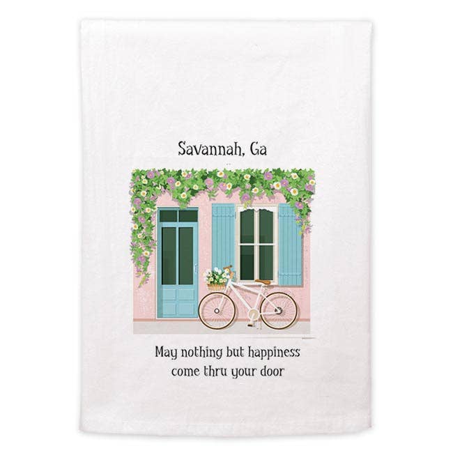 Mariasch Studios - Wholesale Tea Towel - Kitchen Towel - Pink bldg: May nothing but happiness (name)