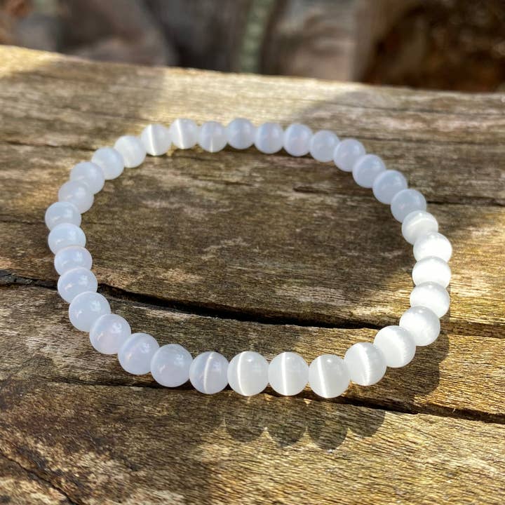 Pulsera elástica de litoterapia selenita para venta al por mayor de Boutique Bohème