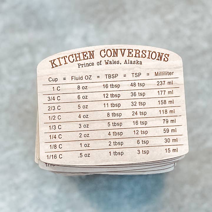 Wild Larch Creative - Wholesale Magnet - Kitchen Conversion Wood Magnet | Conversion Chart | Custom