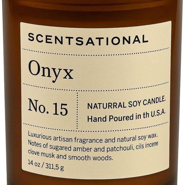 Scentsational Candles - Wholesale Jar/Filled Candle - 11Oz Apoth Brown - Onyx No. 15 - Wd Lid