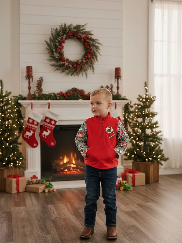 Kids Charm Online - Wholesale Sweatshirt - Kids - Boys red Christmas character printed pullover. TPG51621 SOL5
