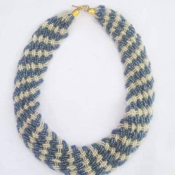 Delight merchants - Wholesale Choker/Collar - Grijze en witte kralen handgemaakte Masaai Masai Maasai choker ketting met gratis verzending