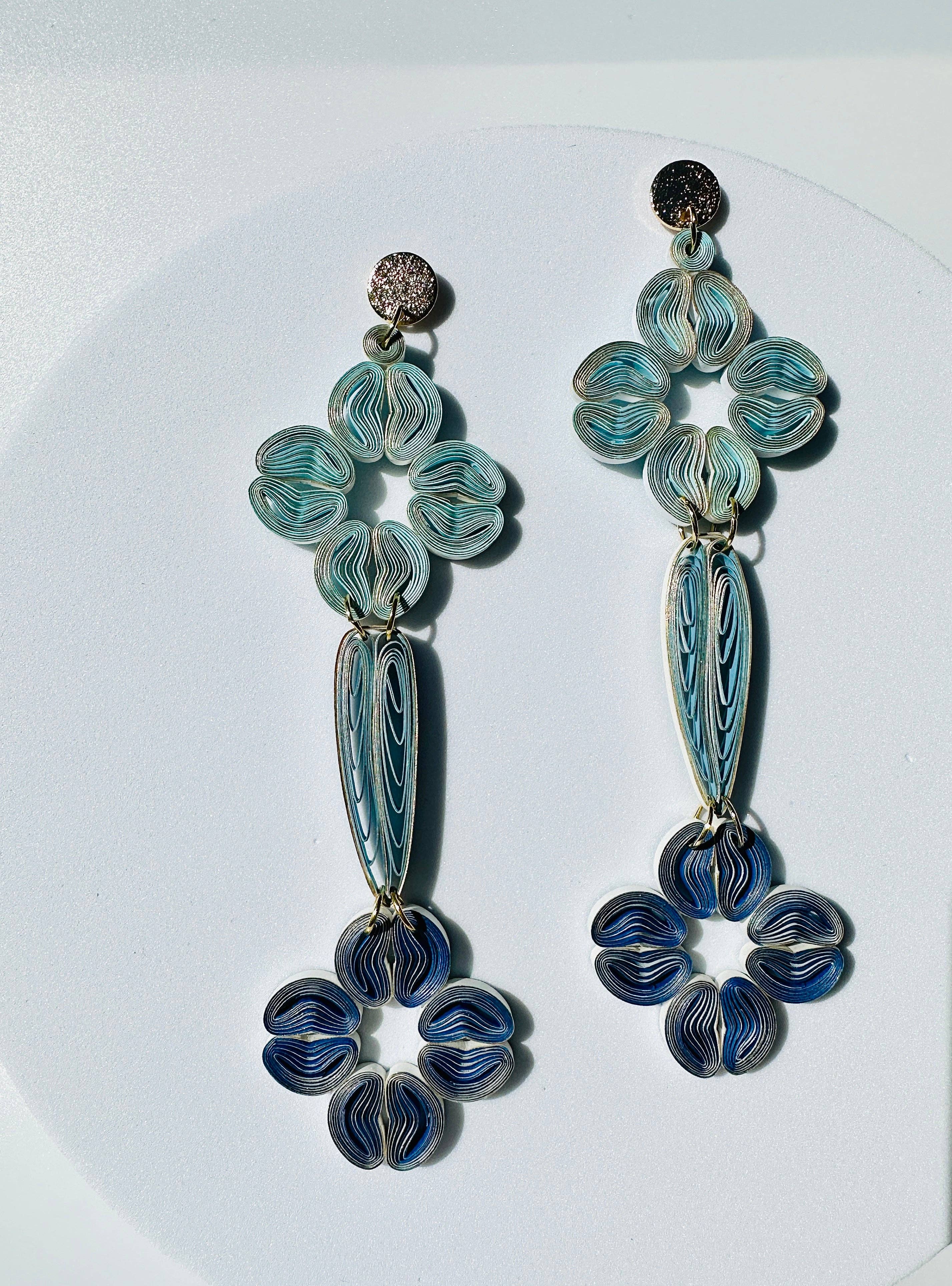 Paper Shaper by Julie - Wholesale Dangle Earrings - Flowerful Cascade Dangle Paper Earrings4