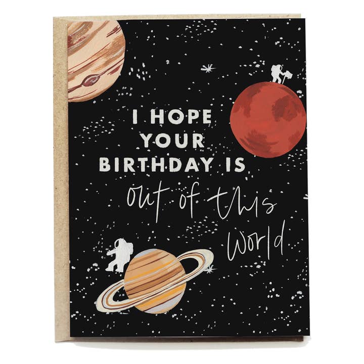 Tarjeta de felicitación de cumpleaños del espacio exterior para venta al por mayor de Pen + Pillar