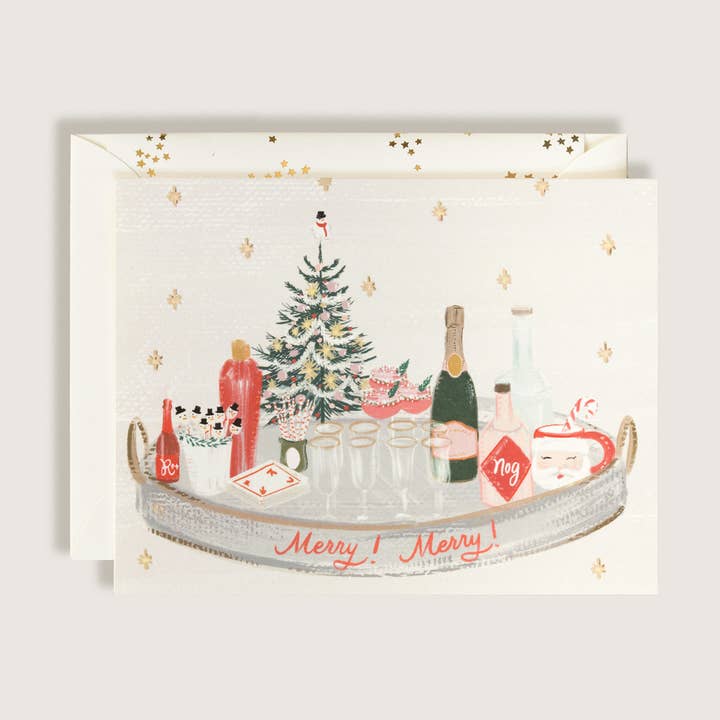 Merry Merry Holiday Tray Christmas Greeting Card for wholesale by The First Snow