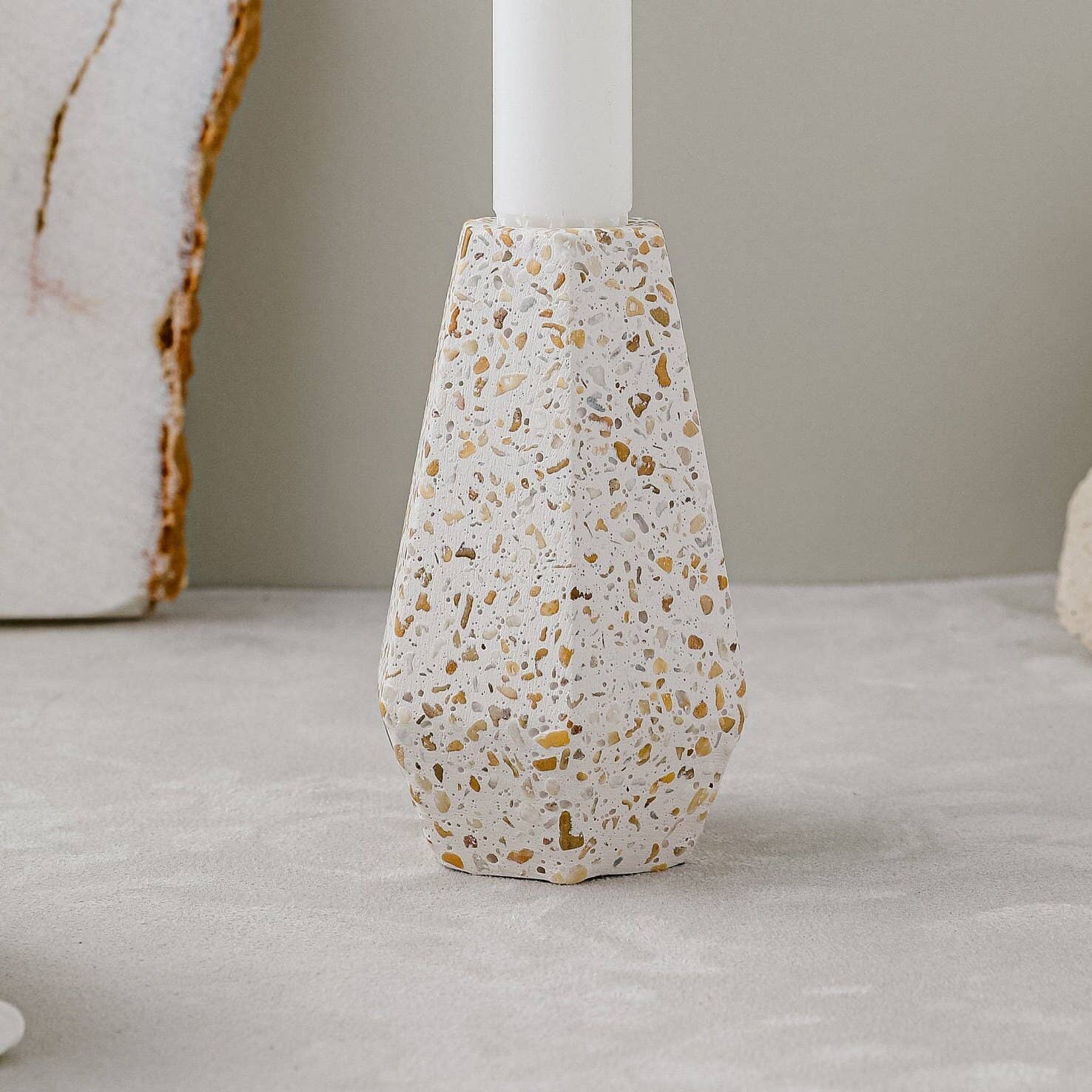 Nema Concept - Wholesale Candle Holder - Terrazzo Candlestick Holders | Sea Pebble Collection | Decor4