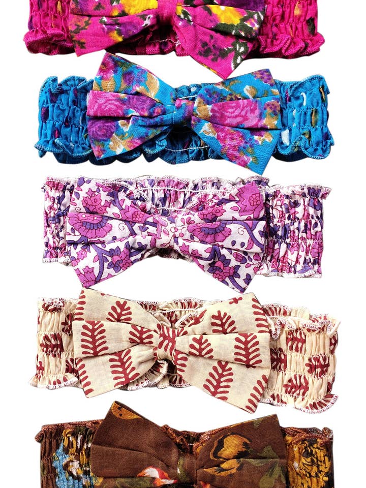 Set of 5 Printed Bow Headbands for wholesale by Yo Baby