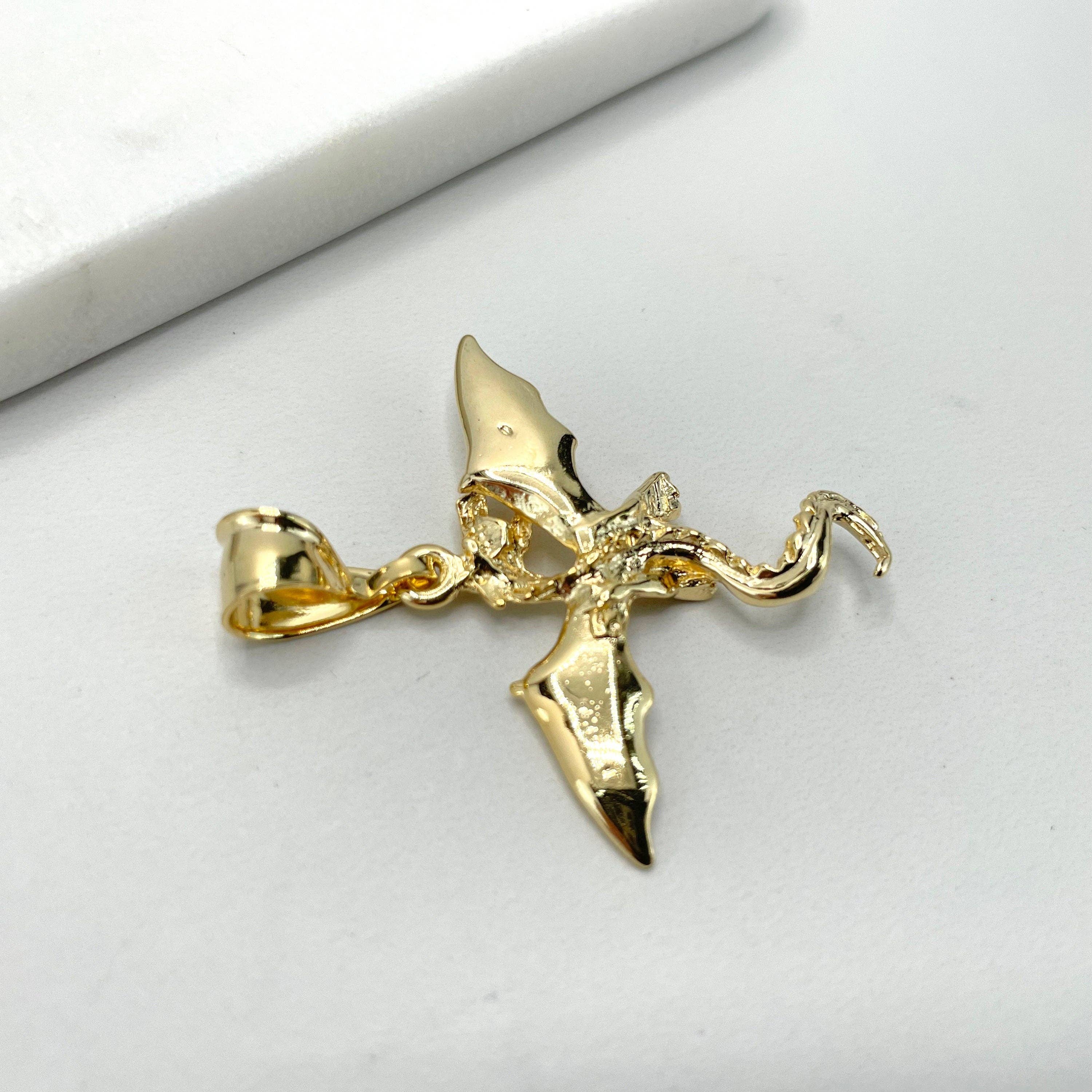 DIJU Jewelry - Wholesale Individual Charm/Pendant - 18k Gold Filled 3D Puffed Dragon Mythology, Dragon Chinese2