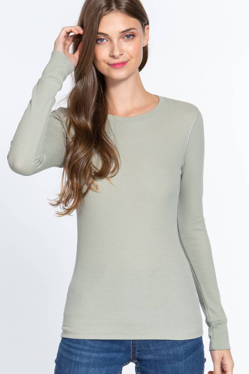 42POPS - Vente Haut en maille – femme - TOP EN MAILLE THERMIQUE À MANCHES LONGUES ET COL ROND AJUSTÉ18