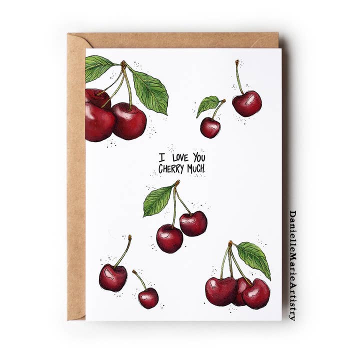 I Love You Cherry Much! - Greeting Card for wholesale by Danielle Marie Artistry