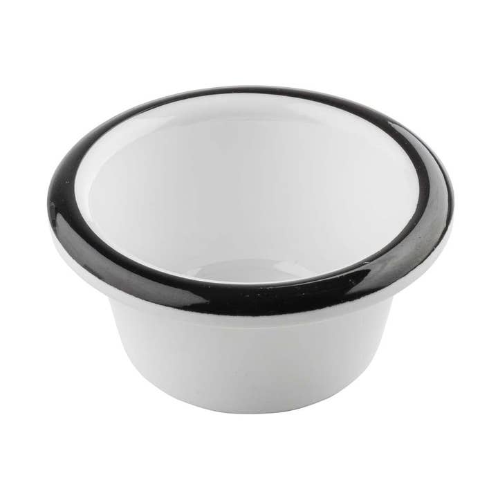 Canteen Collection 2 oz Melamine Ramekin, White/Black for wholesale by TableCraft Products Company