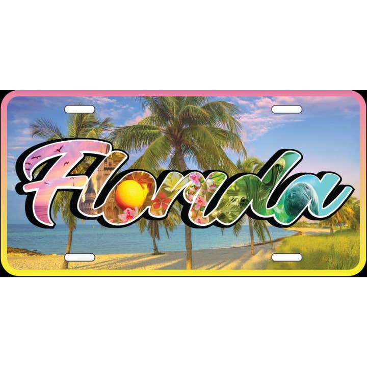 FL-Florida Word Art - Plaque d'immatriculation pour la vente par Signs 4 Fun