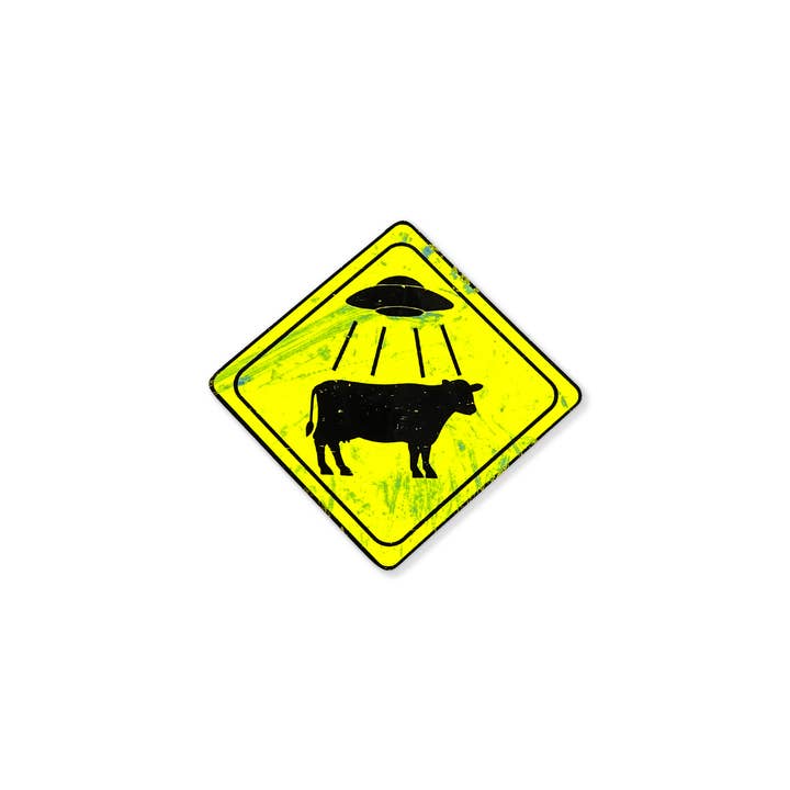 Brain Shudder Studio - Wholesale Sticker - Alien Cow Abduction Road Sign Sticker