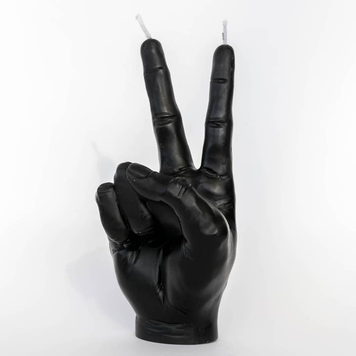 Agora Home DECO - Venta al por mayor Velas de diseño llamativo - Vela de mano negra con forma de símbolo de paz0