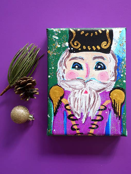 Meet me under the Mistletoe Nutcracker Canvas Wall Art for wholesale by JM Design Studio