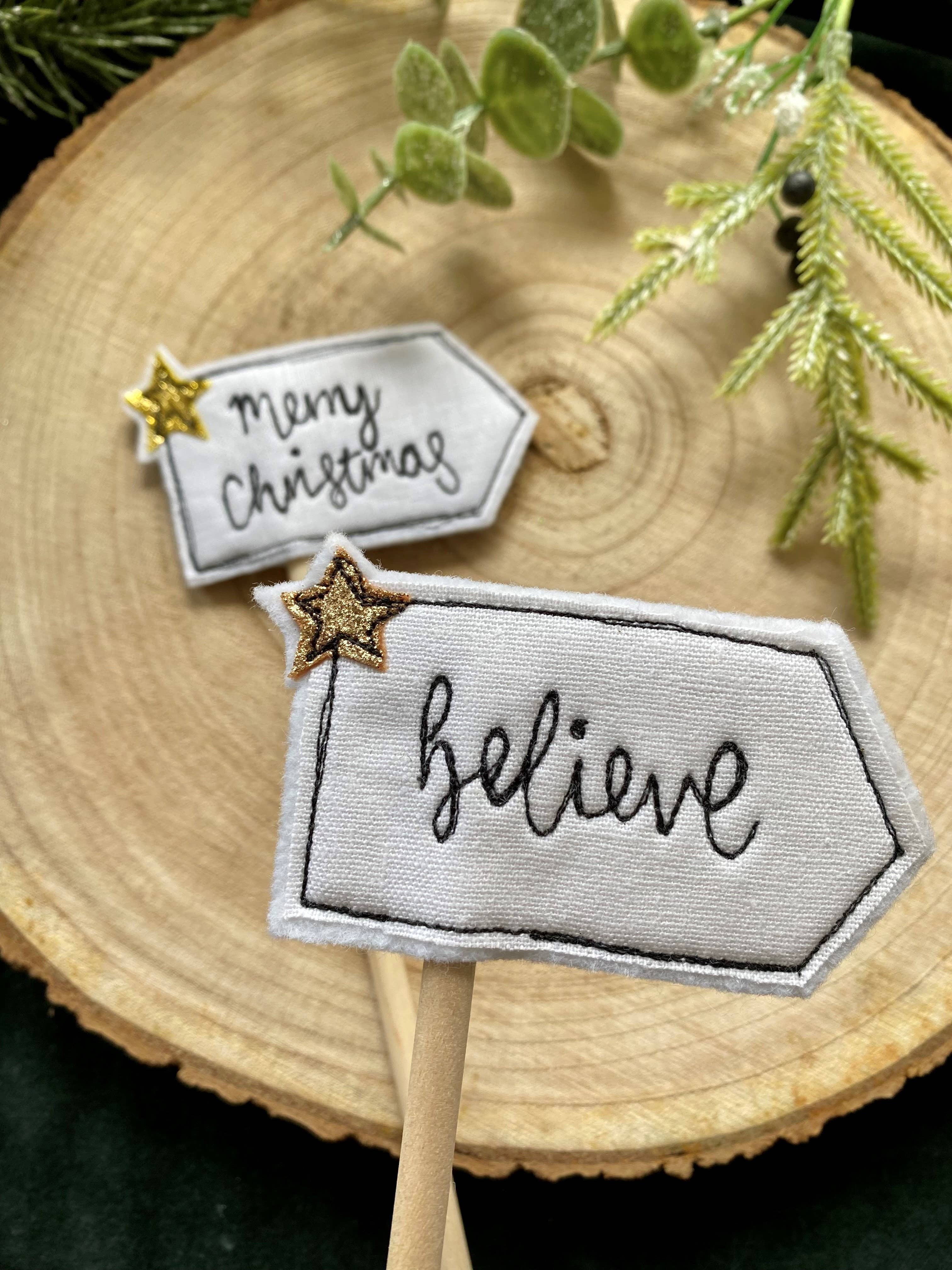 Girl Friday Embroidery - Vente Décoration de Noël - drapeau de Noël Believe2