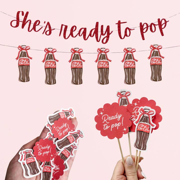 She’s Ready to Pop Baby Shower Party Kit – Soda Theme Decor for wholesale by Pretty Party Company