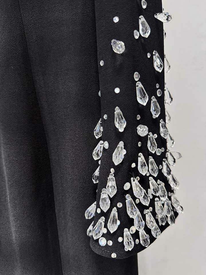 Black DR860Y 2025 Luxury Hand-Beaded Rhinestone Long Evening Dress for wholesale on Faire6