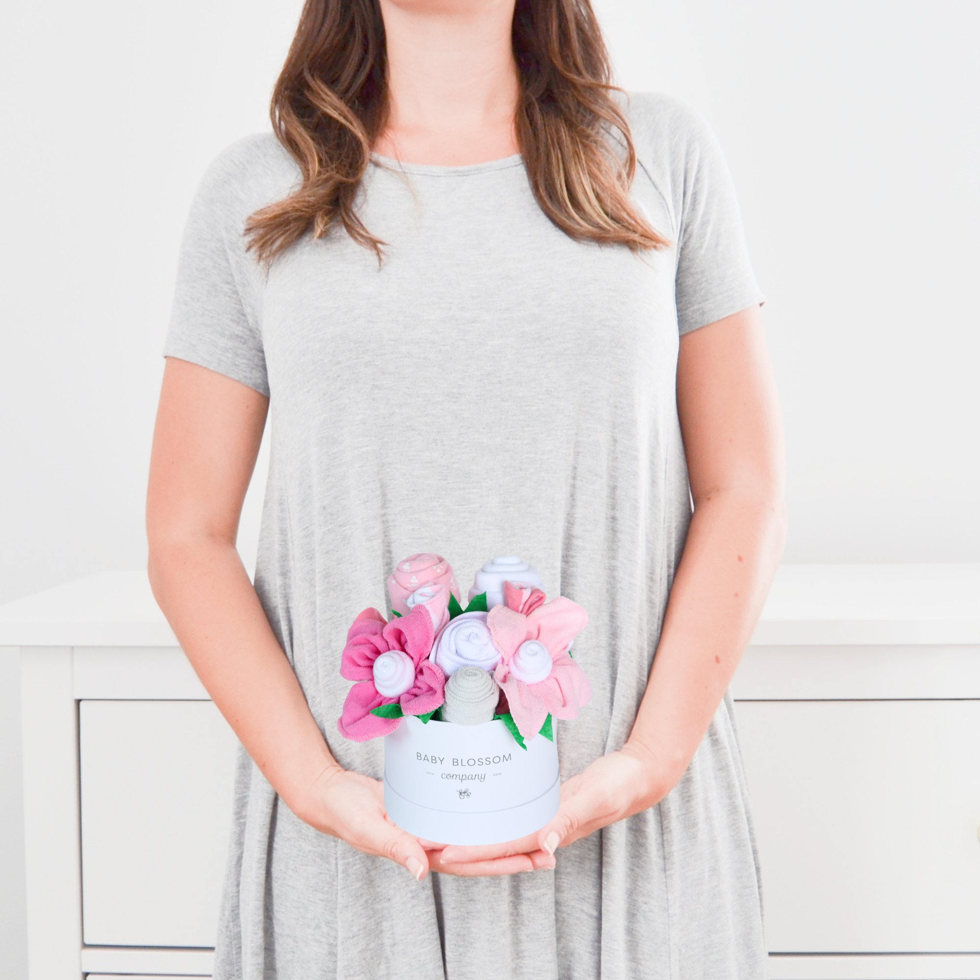 Baby Blossom Company - Wholesale New Mom Gift Box/Set - Petite New Mom Baby Girl Gift Box Bouquet -Floral5