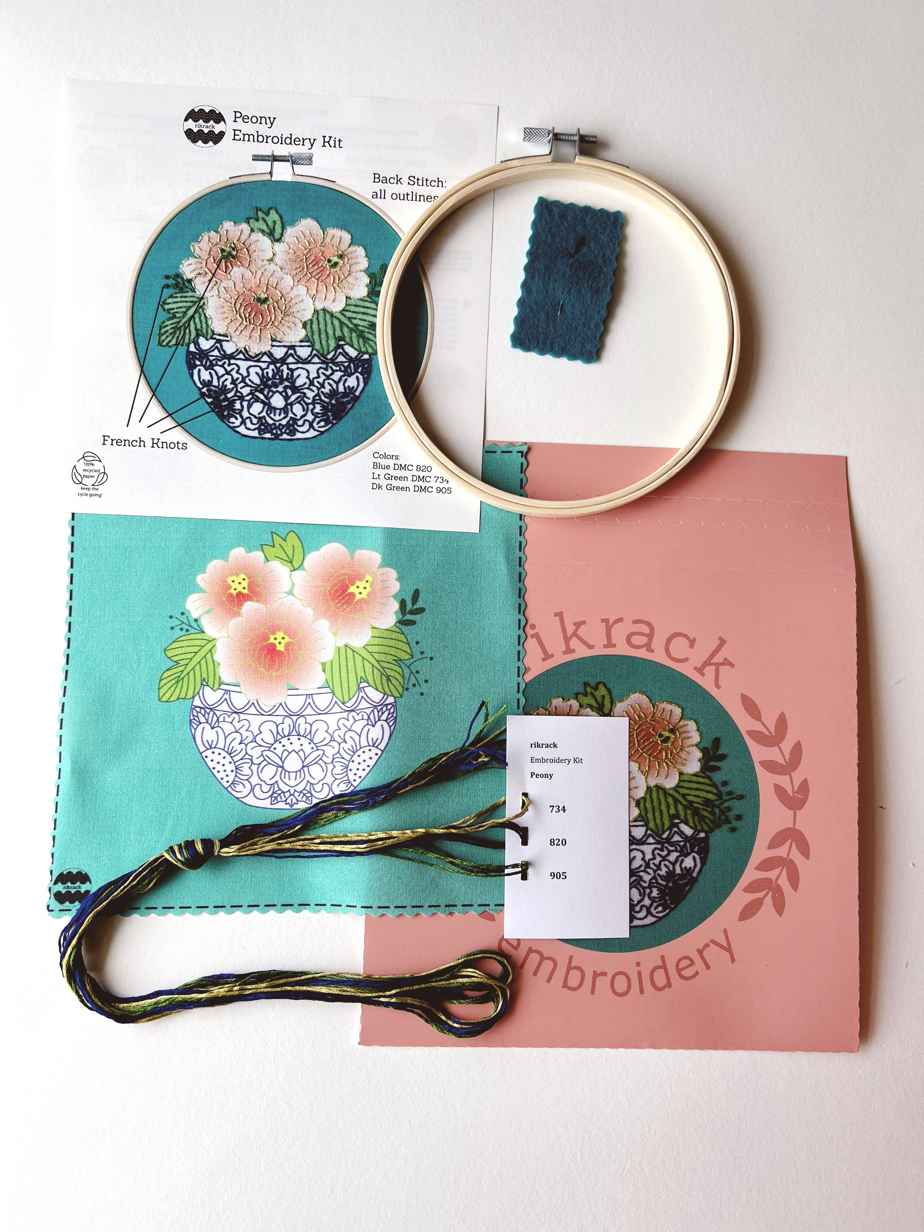 Rikrack - Wholesale Embroidery/Cross Stitch Supplies - Peony Embroidery Kit11