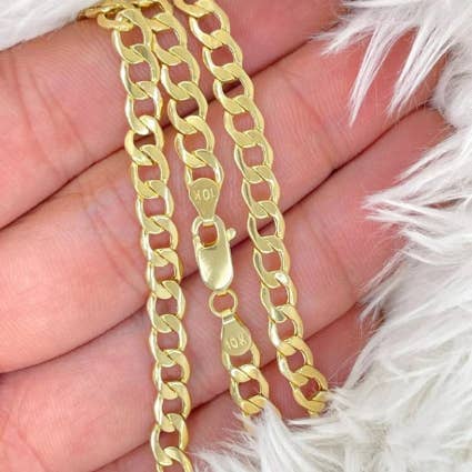 Karrbear - Wholesale Link & Chain Necklace - Solid 10K Gold Curb Chain 5mm, Man Gold Chain