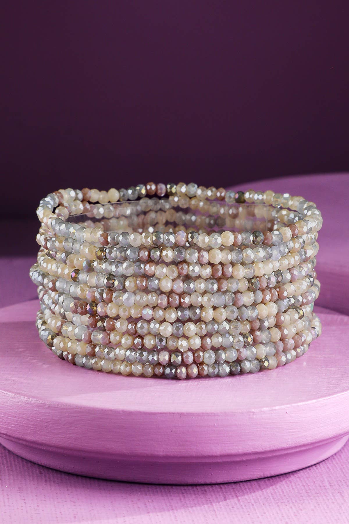 Urbanista - Vendita all'ingrosso Bracciale con perline - Bracciale elasticizzato con 10 pezzi di perline di vetro colorate11