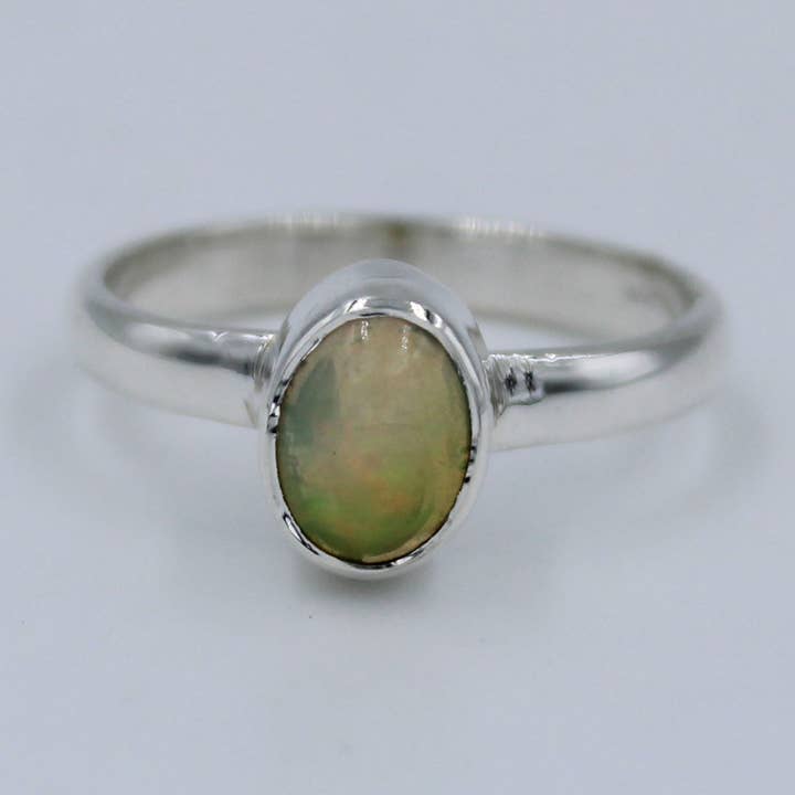 Australische opaal edelsteen 925 sterling zilveren handgemaakte zilveren sieraden ring maat 8 voor wholesale door Silvex Jewelry