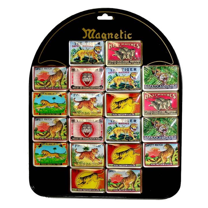 Vintage Tiger Matchbox Magnet Display - CBG151W for wholesale by World Buyers