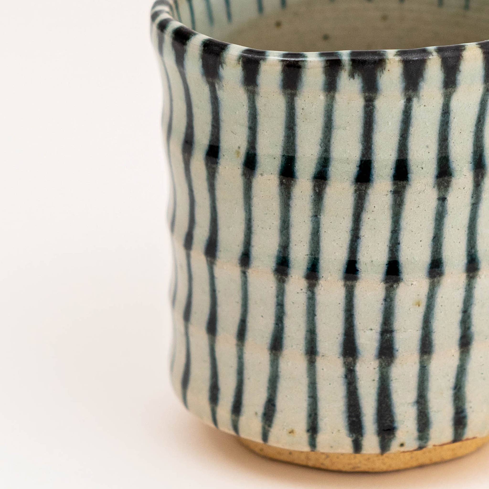 U PLUS INC - Vente Tasse à café/thé - Tasse à thé japonaise yunomi artisanale Mino Ware avec motifs rayés5