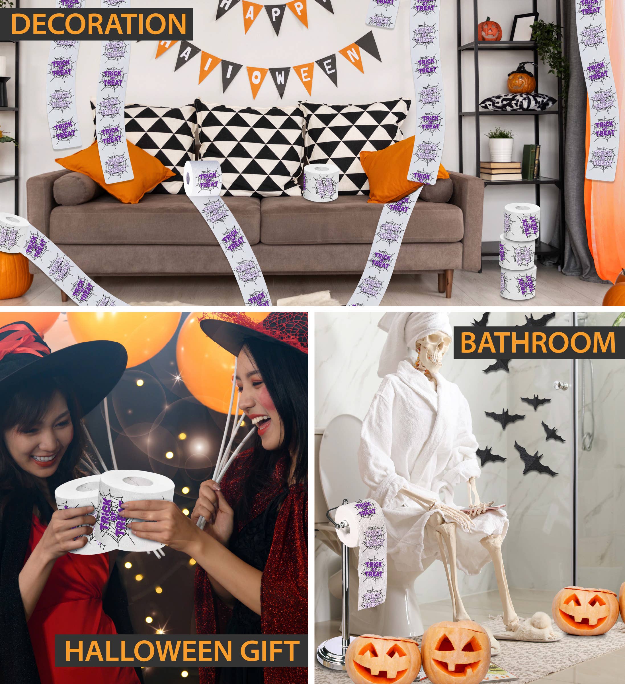 Cota Global - Vente Papier toilette - PAPIER TOILETTE IMPRIMÉ - HALLOWEEN - DES BONBONS OU UN SORT4