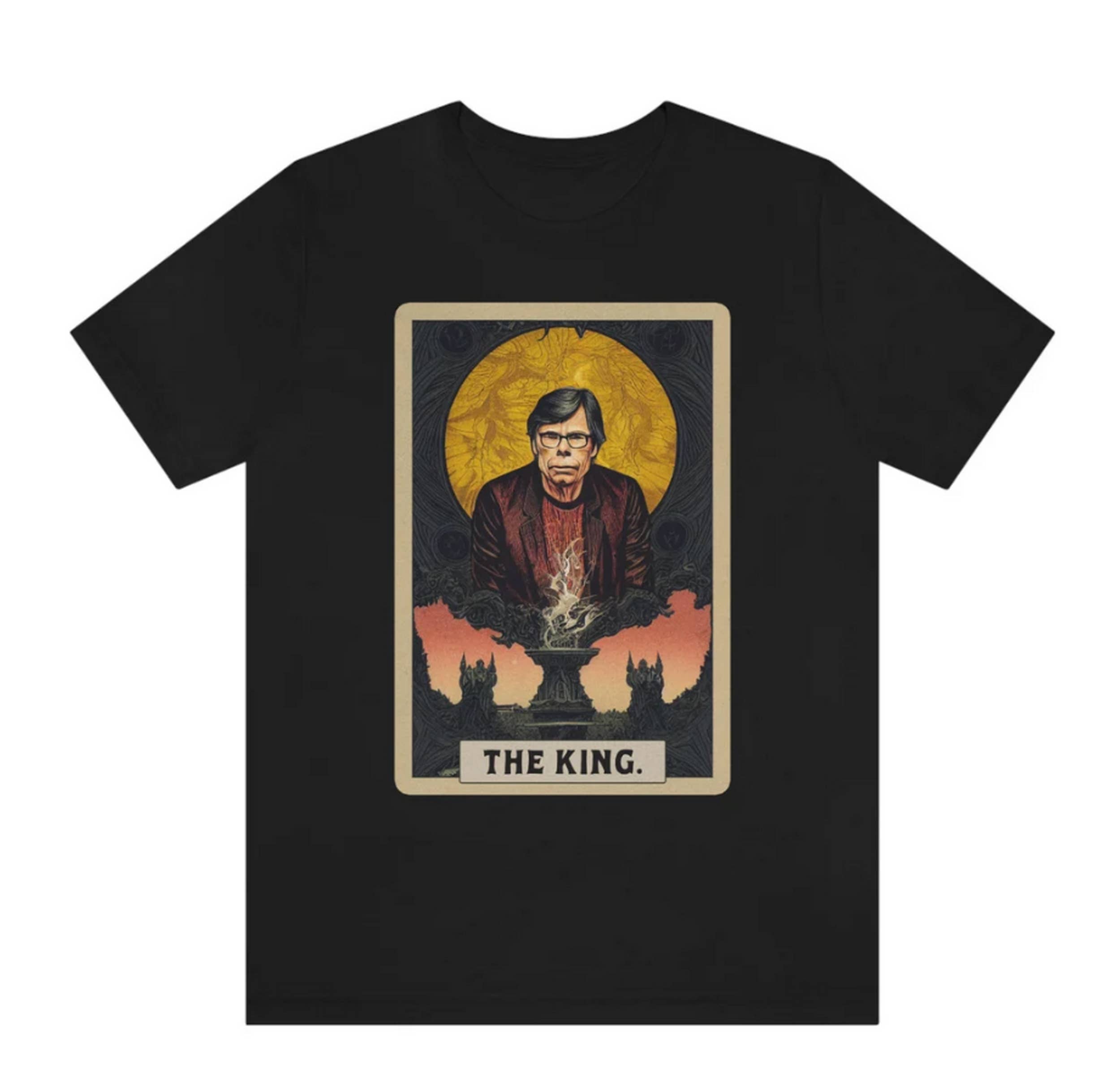 Black Stephen King Tarot Card T-Shirt The King Tarot Teeshirt Ho for wholesale on Faire