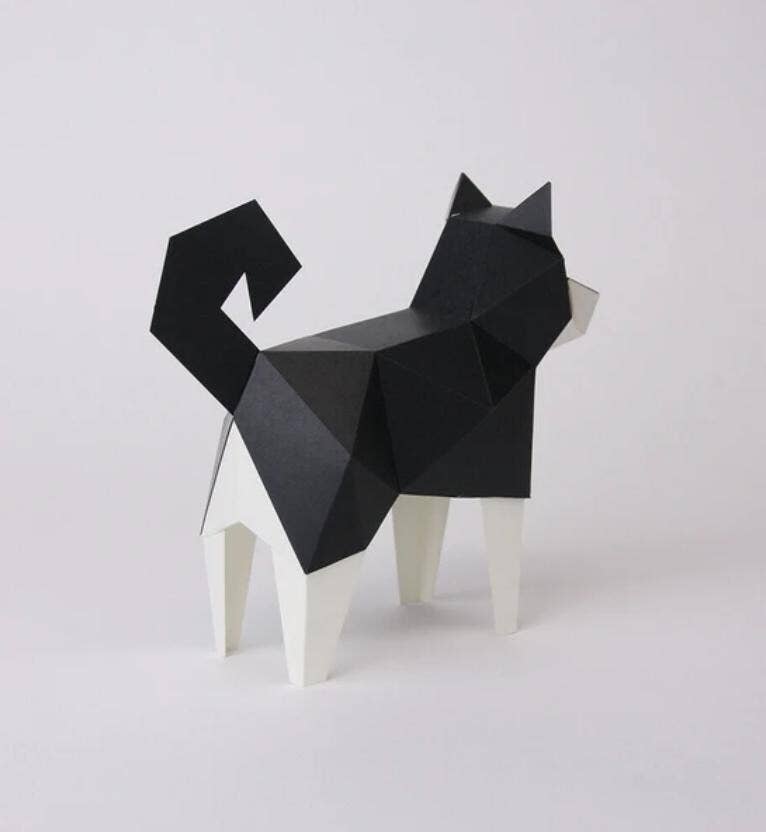 「FUNJI」In Japan - Wholesale DIY Craft Kit - Origami Black Shiba Inu Paper Craft Kit: Japanese Dog Model1