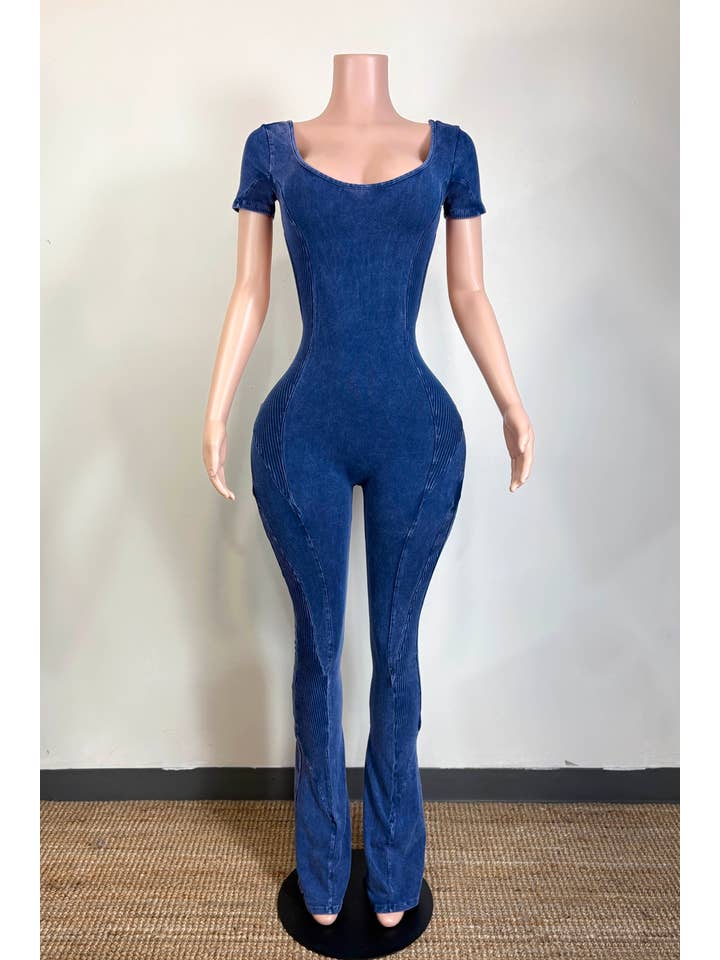 Dalia Studio - Wholesale Jumpsuit - Women's - MINERAL WASH OPEN BACK FLARE JUMPSUIT12