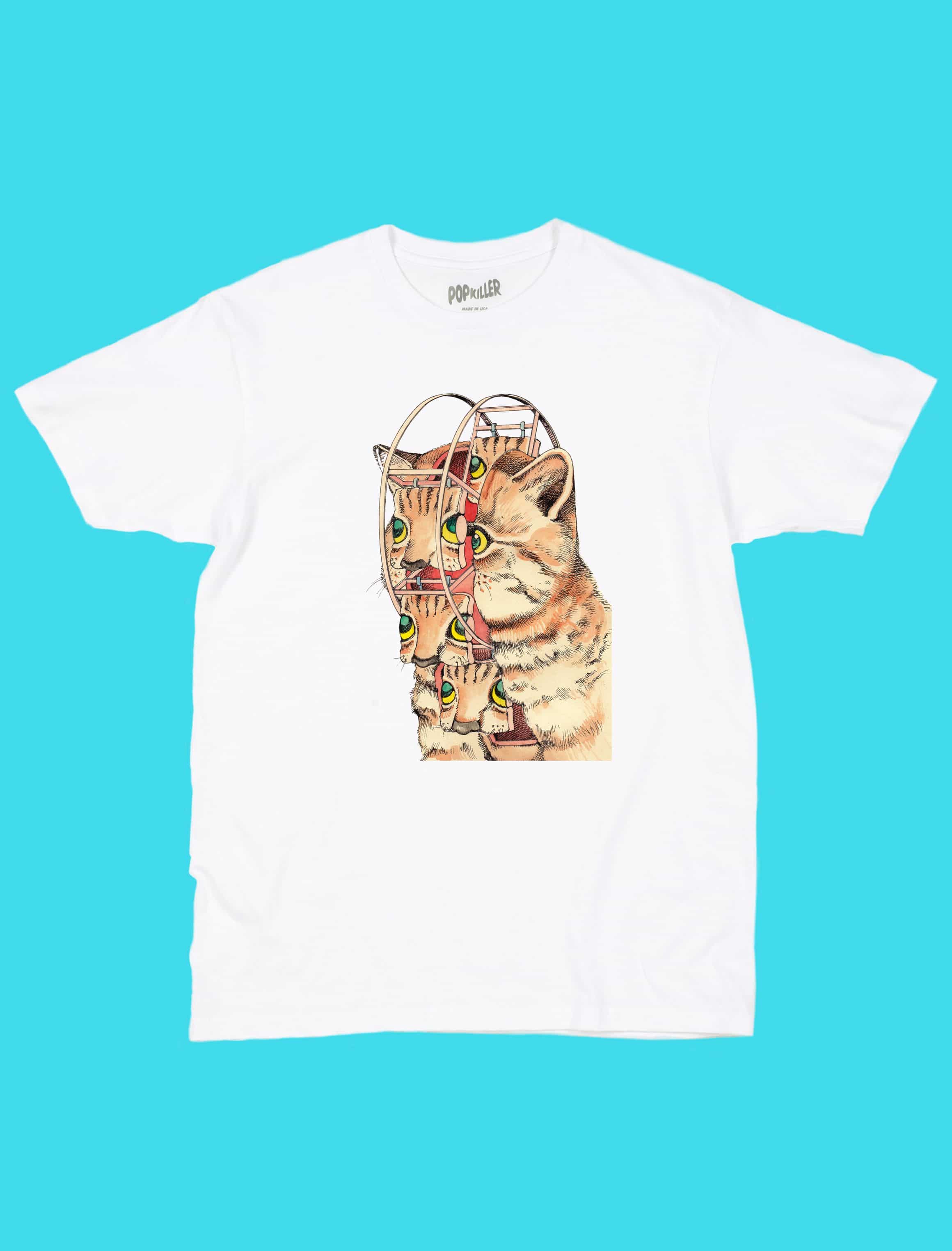 Popkiller - Vendita all'ingrosso Maglietta stampata - Unisex - Serie di Artisti Popkiller Shintaro Kago Ruota Panoramica con Gatti T-shirt Classica3