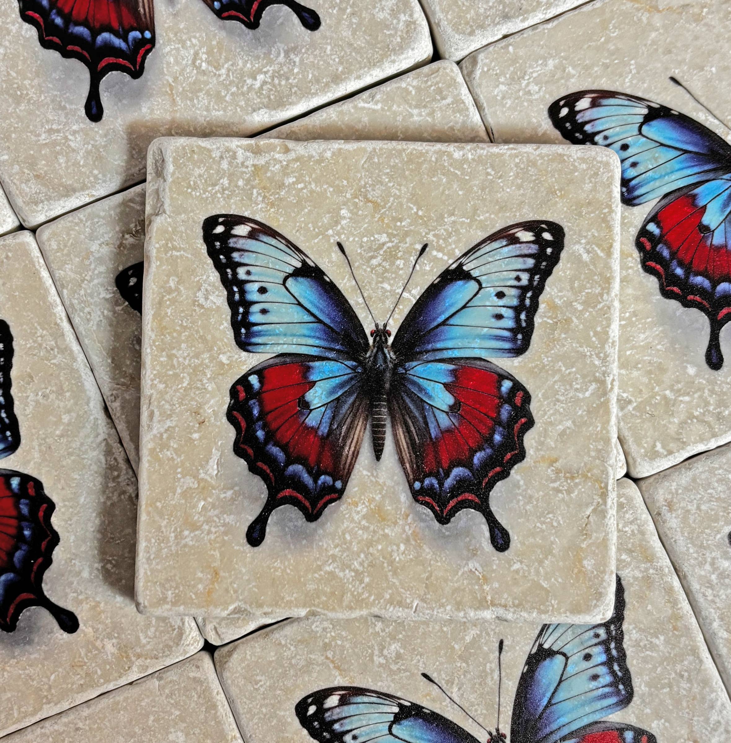 Henri Banks - Creative Gifts - Wholesale Decorative Tabletop Object - Butterfly on marble tile