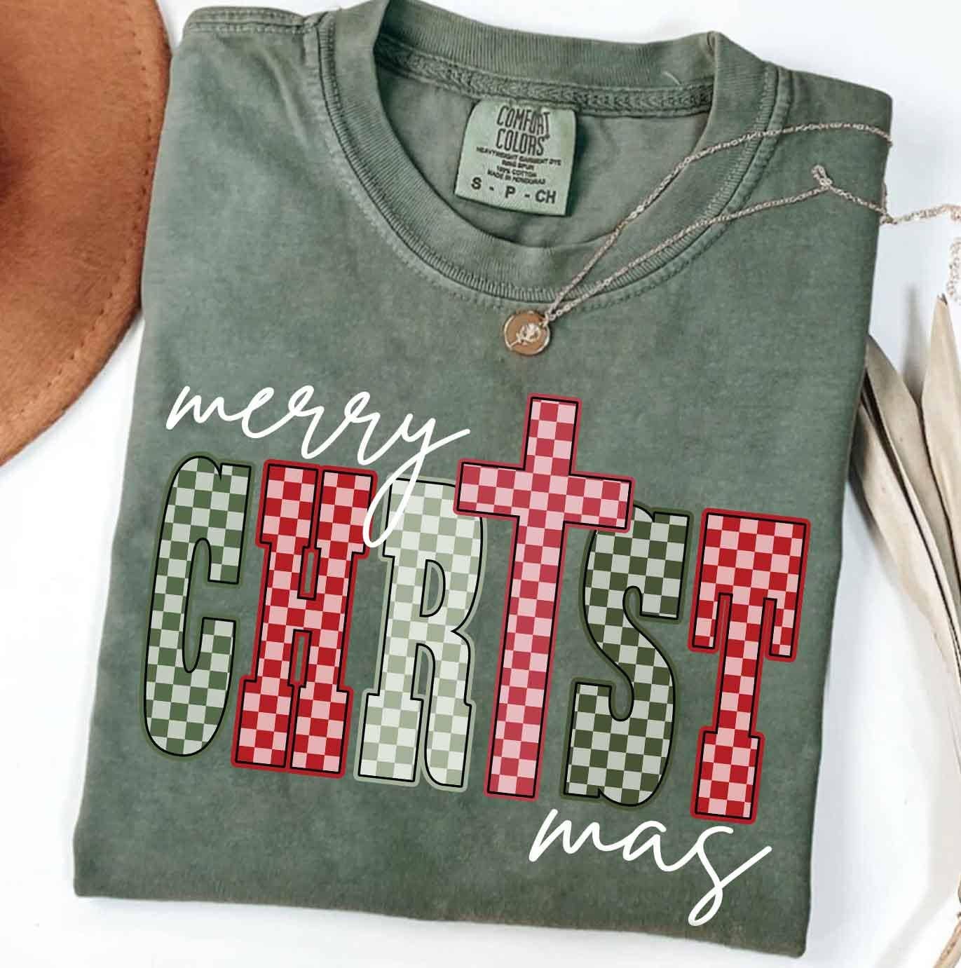 NVC Ecommerce LLC - Wholesale T-Shirt (Graphic) - Women's - Merry Christmas Cross Shirt, Preppy Christmas Sweatshirt5