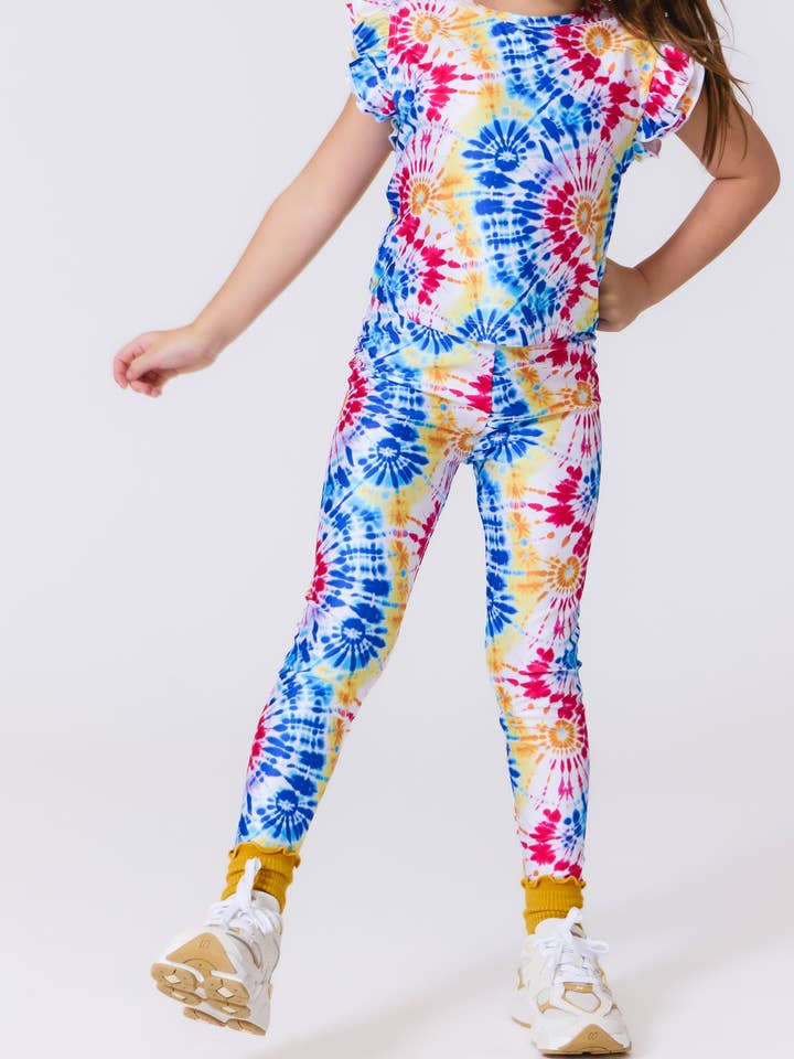 Leggings Hi-Shine para Meninas em Tie Dye Starburst por atacado de Terez