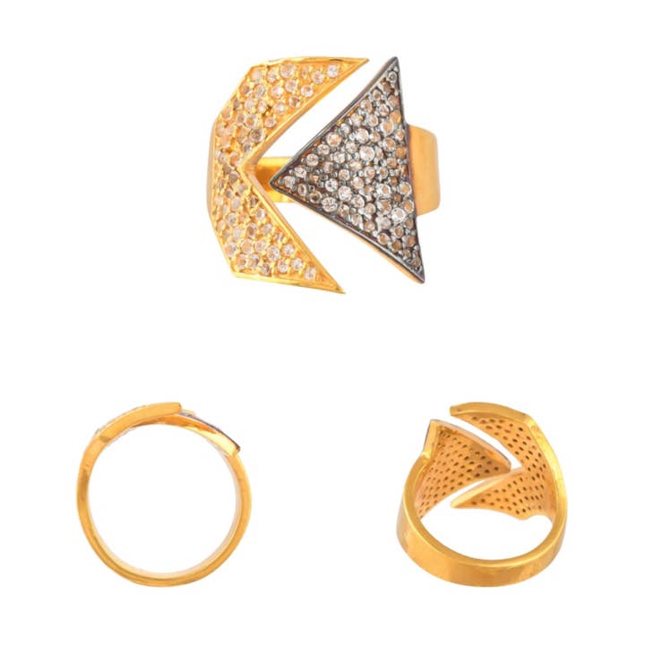 Anillo de oro bañado en topacio y plata de ley 925 oxidada para venta al por mayor de Misteerious Seed