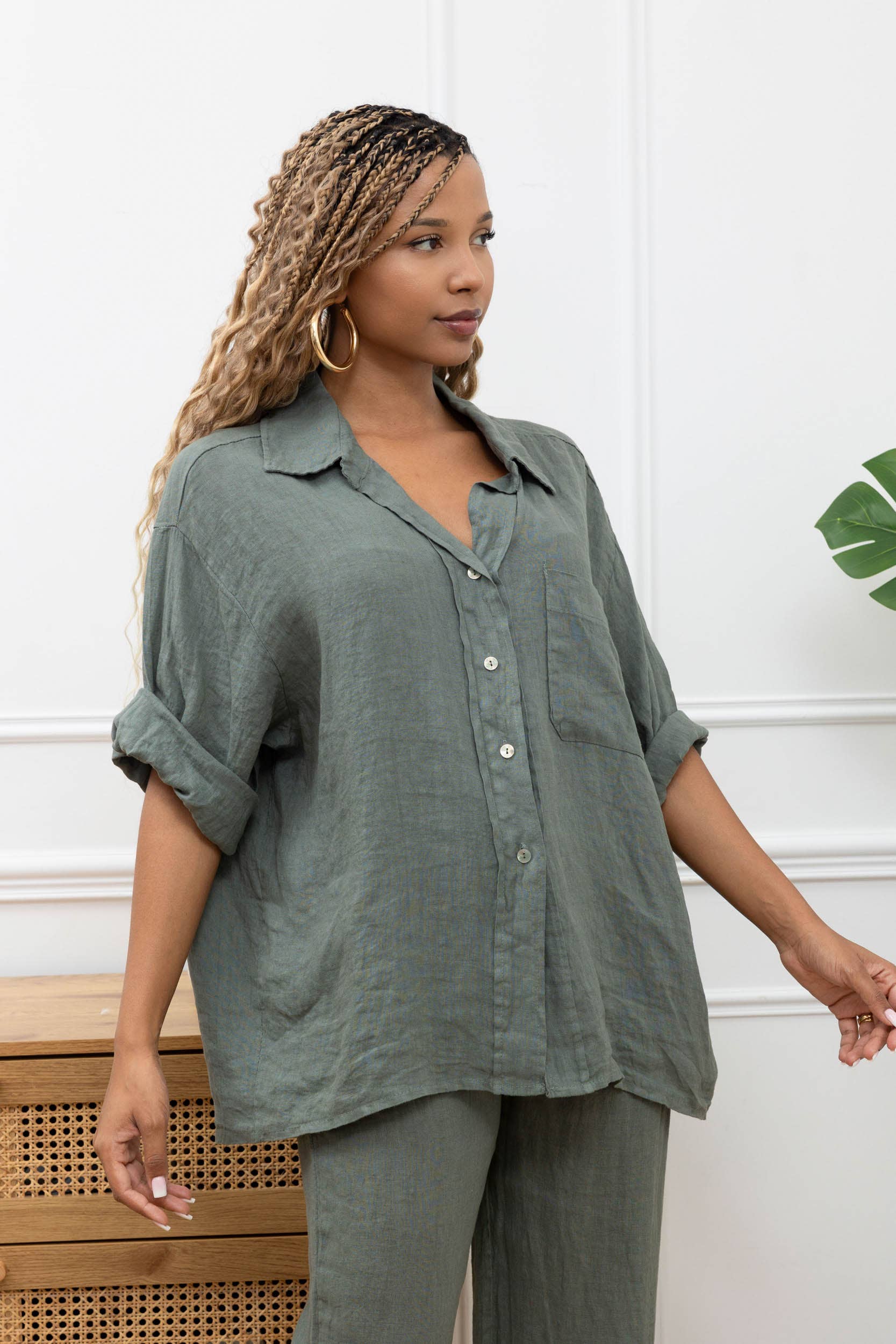 Happy look – Engroshandel Top- og buksesæt (IKKE Loungewear) - Dame – Linnedragt i to dele – Naturlig elegance & komfort2