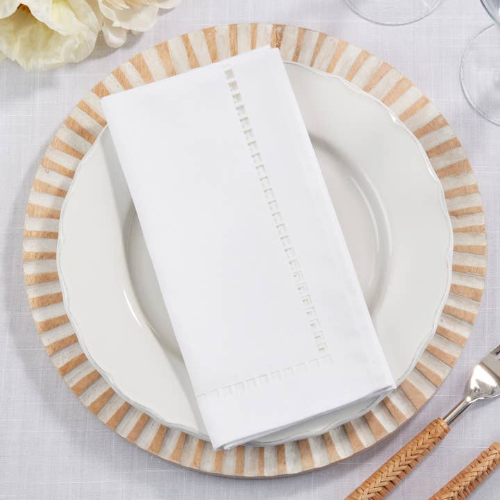 Laser-Cut Hemstitch Napkin for wholesale by Saro Lifestyle