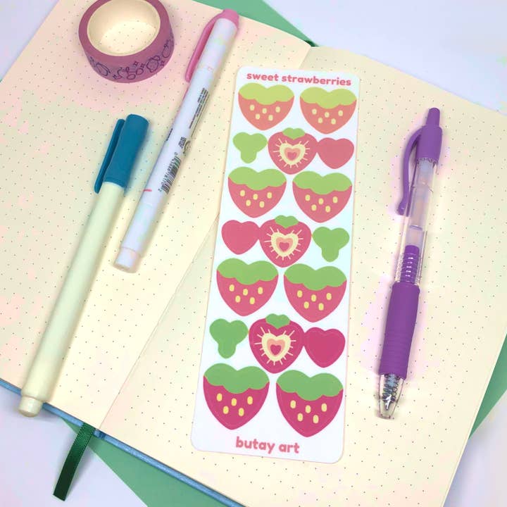 Strawberry Sticker Sheet for wholesale by Butay Art