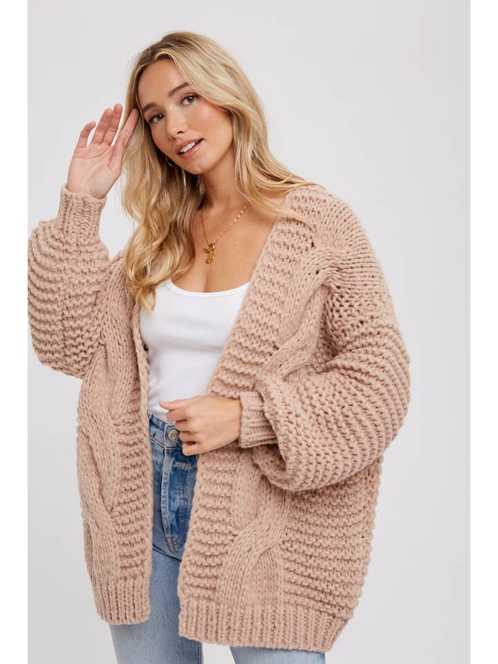 Bluivy - Wholesale Cardigan - Women's - CHUNKY CABLE CARDIGAN