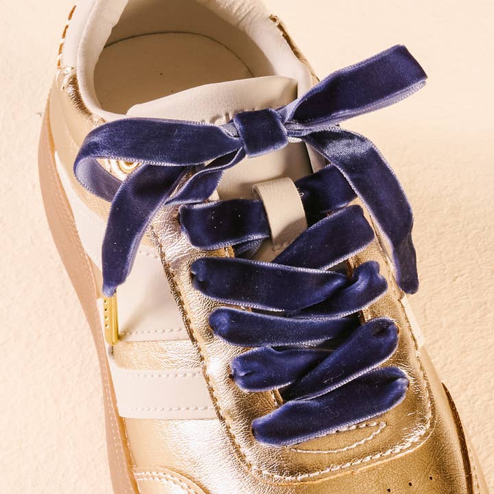 Step It Up Shoelaces-Velvet Blue for wholesale by The Darling Effect