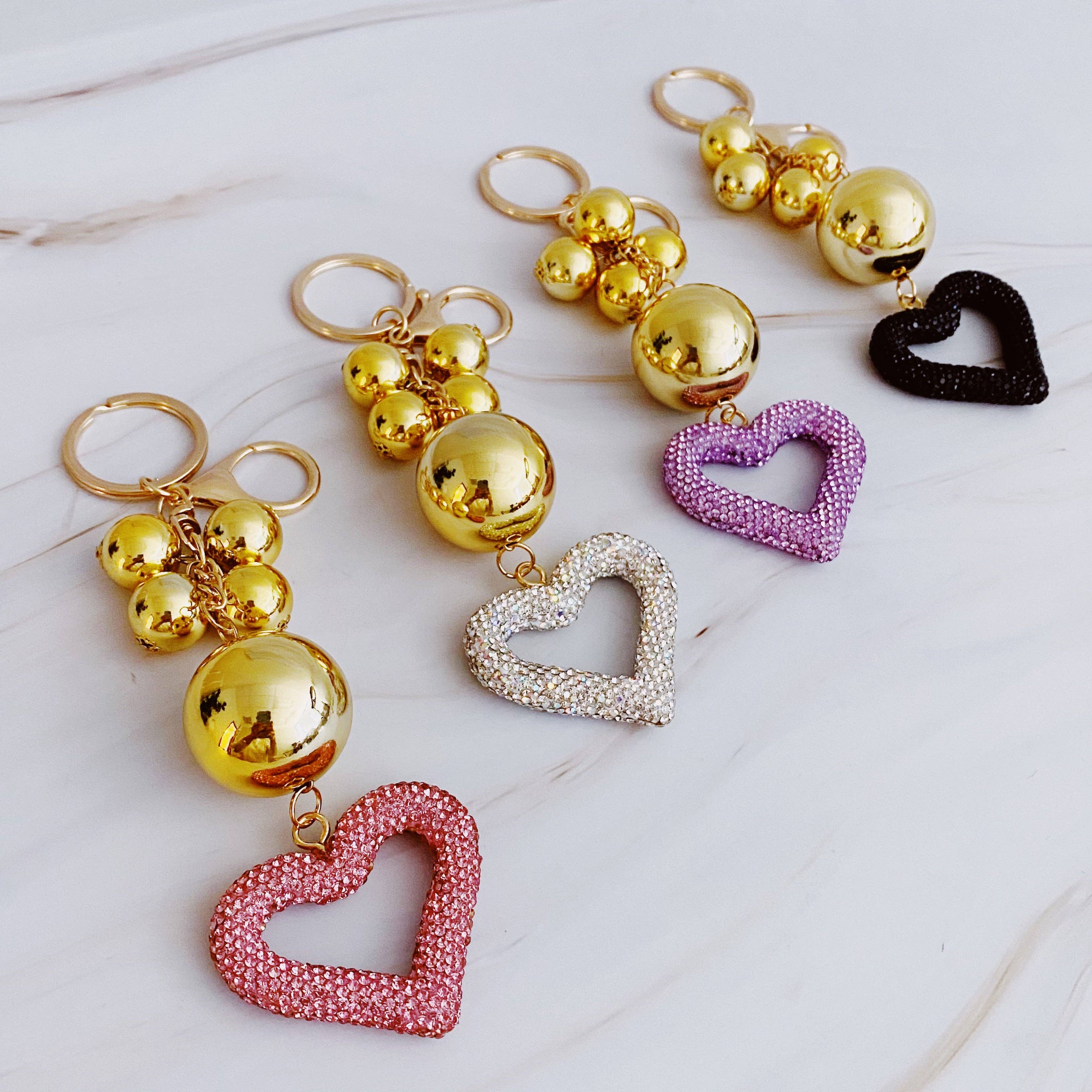 Ellison+Young - Wholesale Keychain - Women's - It Girl Glam Heart Bauble Key Chain1