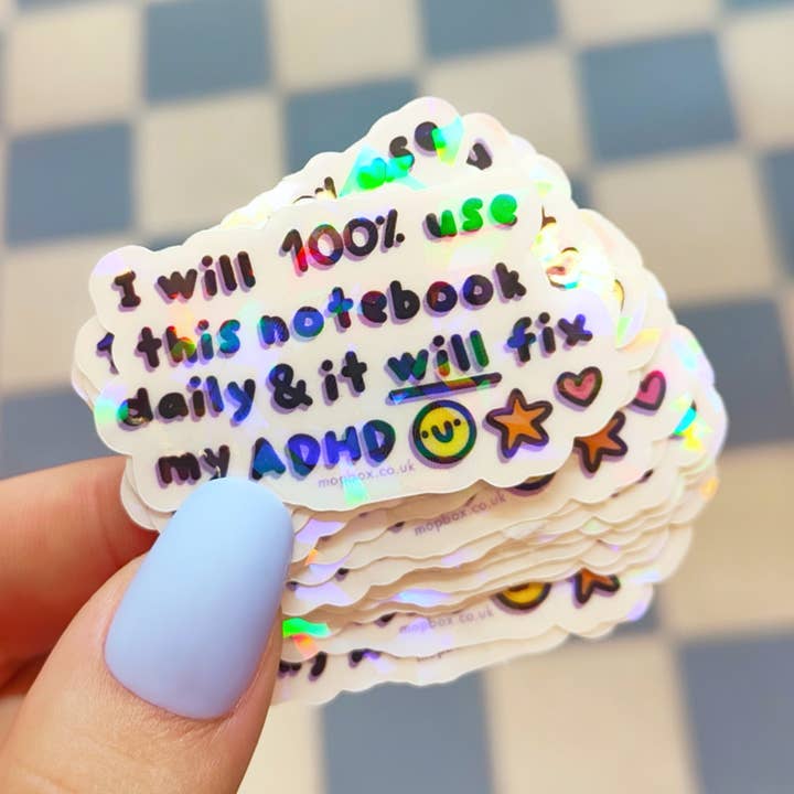 ADHD Notebook Optimist - Vinyl Sticker (Crackle Clear) for wholesale by Mimo
