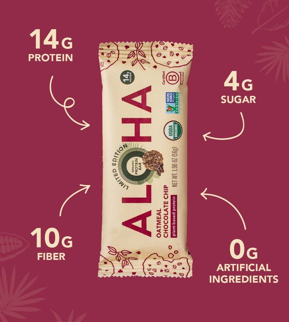 Aloha - Wholesale Snack Bar - Oatmeal Chocolate Chip Protein Bar3