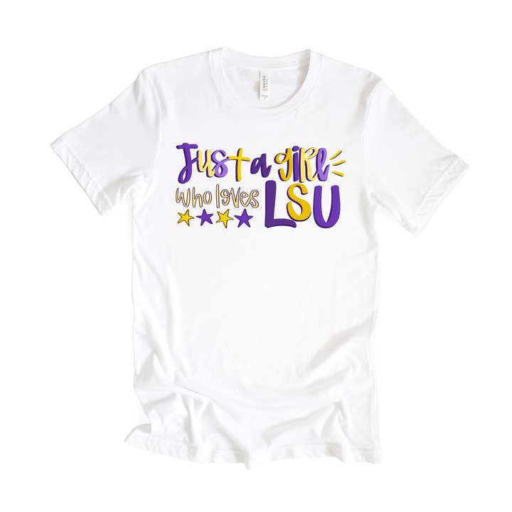 Just a girl who loves lsu t-shirt for wholesale by on the Bayou