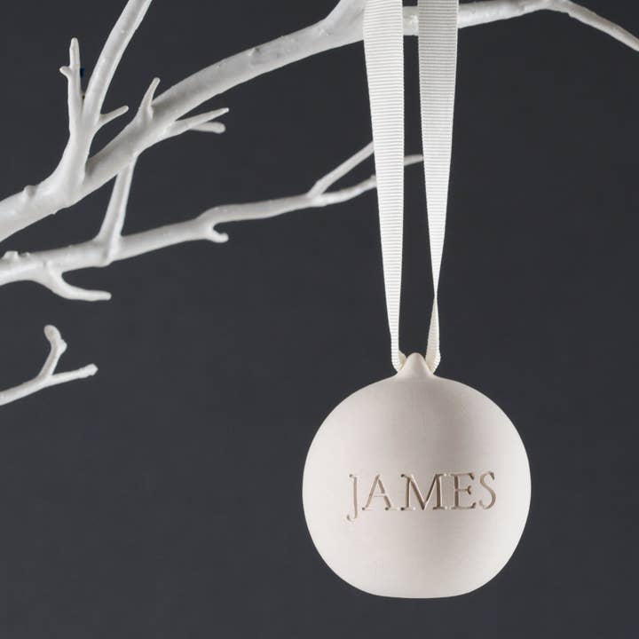 Personalised Engraved Ceramic Bauble for wholesale by Twenty-Seven Enterprises Ltd