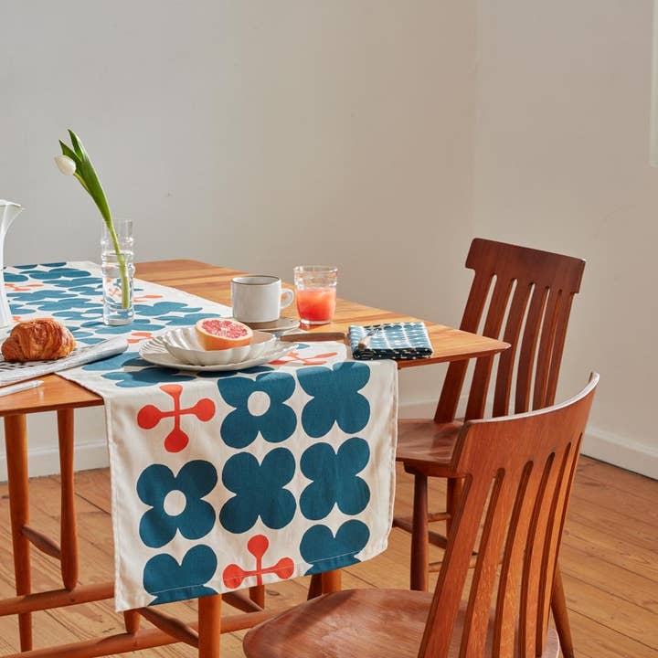 Tafelloper Scandi Candy Petrol/Persimmon voor wholesale door Skinny laMinx